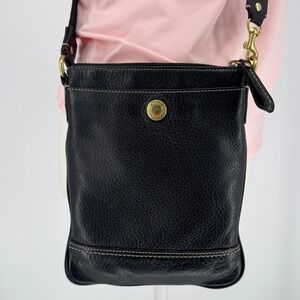 Vintage Coach Crossbody Bag Women OS Black Leather Messenger Indie Sleaze